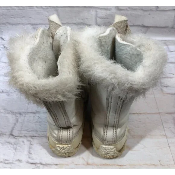 SOREL Nanook Faux Fur Trim Lace Up Mid-Calf Leather Winter Snow Boots Womens 9 ( - Picture 4 of 11